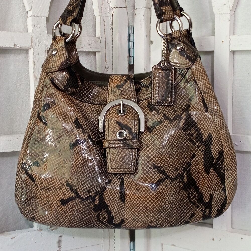 Coach Soho Lynn Python Hobo Bag F17419 Vintage Y2K Goblincore Indie Grunge Purse